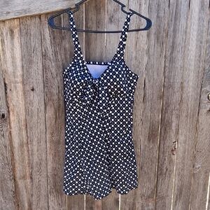 croft & barrow Black and White Polka Dot Size 16 One Piece Bathing Suit